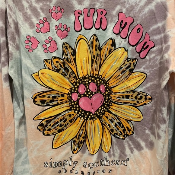NWT Simply Southern tie dye Sunflower fur mom paw print leopard long sleeve - Picture 3 of 5